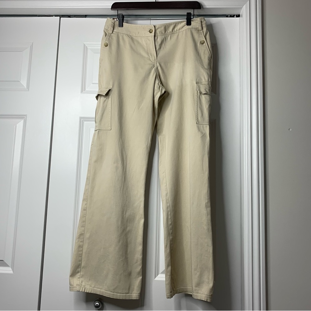 Jenni Sport Beige Mid rise Cargo Pants  Flare Bottpm Women’s Size US